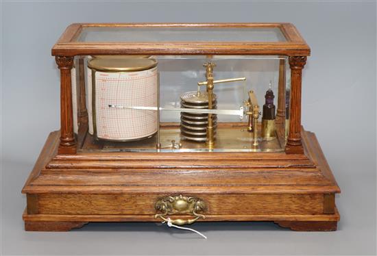 A Victorian oak cased barograph, with drawer